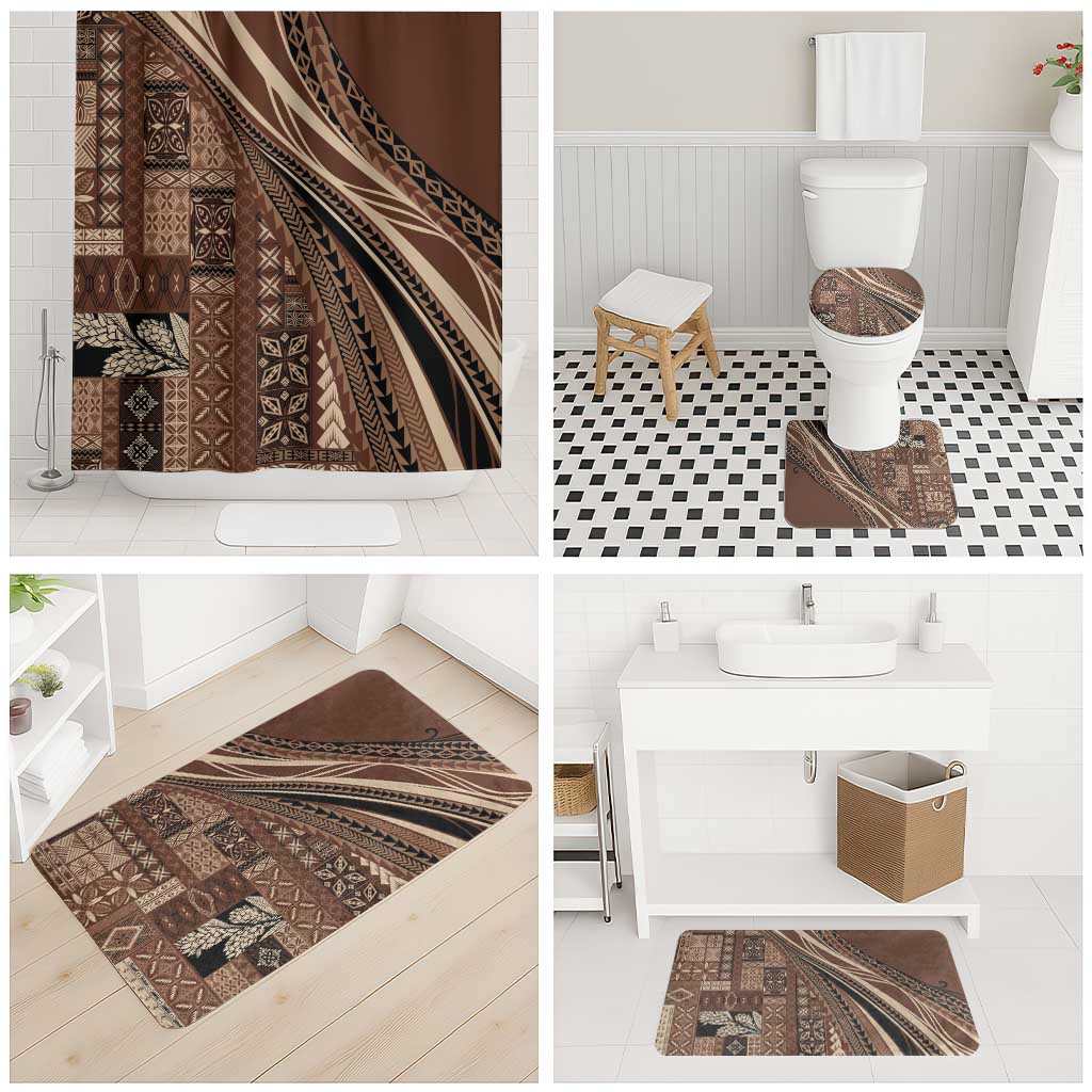 Pasifika Women's Day - Samoa Siapo Malu Tattoo Inspired Bathroom Set Brown LT7 - Polynesian Pride