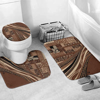 Pasifika Women's Day - Samoa Siapo Malu Tattoo Inspired Bathroom Set Brown LT7 Mat Set Only (3 pcs) One Size Brown - Polynesian Pride