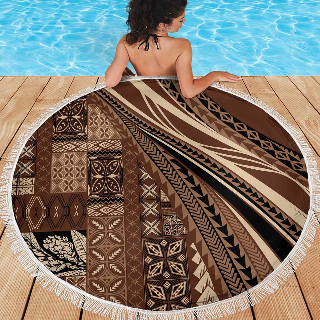 Pasifika Women's Day - Samoa Siapo Malu Tattoo Inspired Beach Blanket Brown LT7 - Polynesian Pride