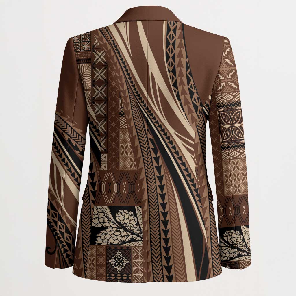 Pasifika Women's Day - Samoa Siapo Malu Tattoo Inspired Blazer Brown LT7 - Polynesian Pride