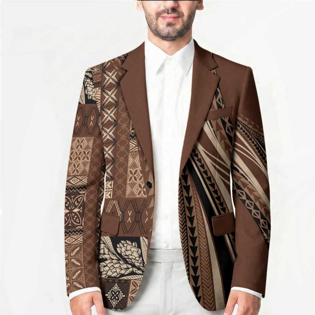 Pasifika Women's Day - Samoa Siapo Malu Tattoo Inspired Blazer Brown LT7 - Polynesian Pride