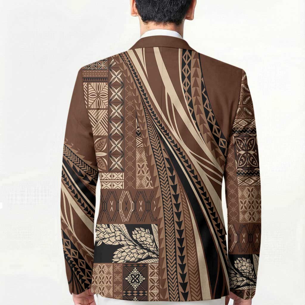 Pasifika Women's Day - Samoa Siapo Malu Tattoo Inspired Blazer Brown LT7 - Polynesian Pride