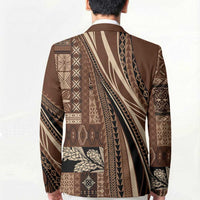 Pasifika Women's Day - Samoa Siapo Malu Tattoo Inspired Blazer Brown LT7 - Polynesian Pride