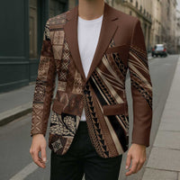 Pasifika Women's Day - Samoa Siapo Malu Tattoo Inspired Blazer Brown LT7 - Polynesian Pride