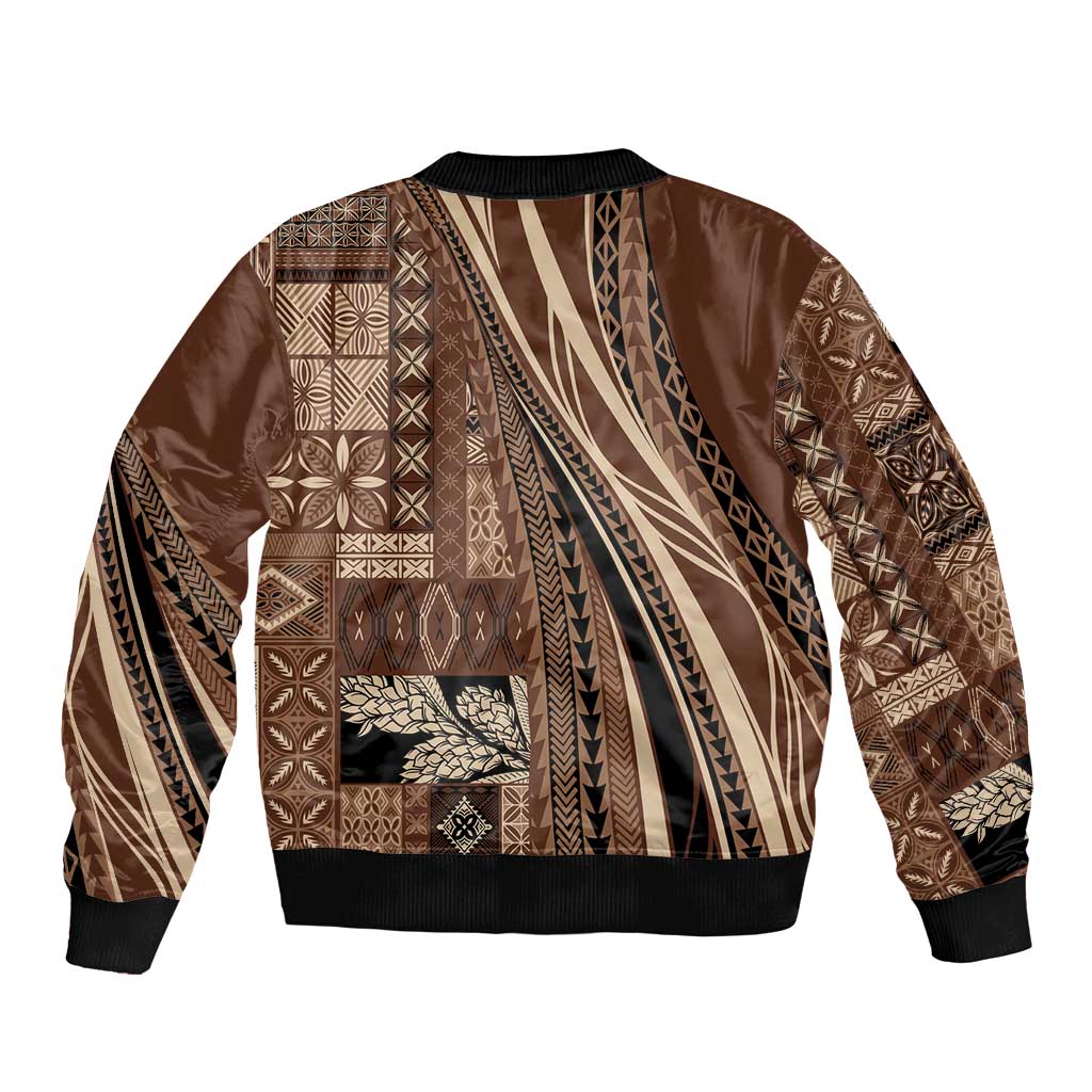 Pasifika Women's Day - Samoa Siapo Malu Tattoo Inspired Bomber Jacket Brown LT7 - Polynesian Pride