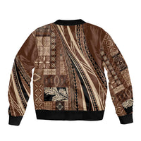 Pasifika Women's Day - Samoa Siapo Malu Tattoo Inspired Bomber Jacket Brown LT7 - Polynesian Pride