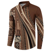 Pasifika Women's Day - Samoa Siapo Malu Tattoo Inspired Button Sweatshirt Brown LT7 - Polynesian Pride