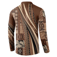 Pasifika Women's Day - Samoa Siapo Malu Tattoo Inspired Button Sweatshirt Brown LT7 - Polynesian Pride