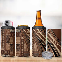 Pasifika Women's Day - Samoa Siapo Malu Tattoo Inspired 4 in 1 Can Cooler Tumbler Brown LT7 - Polynesian Pride