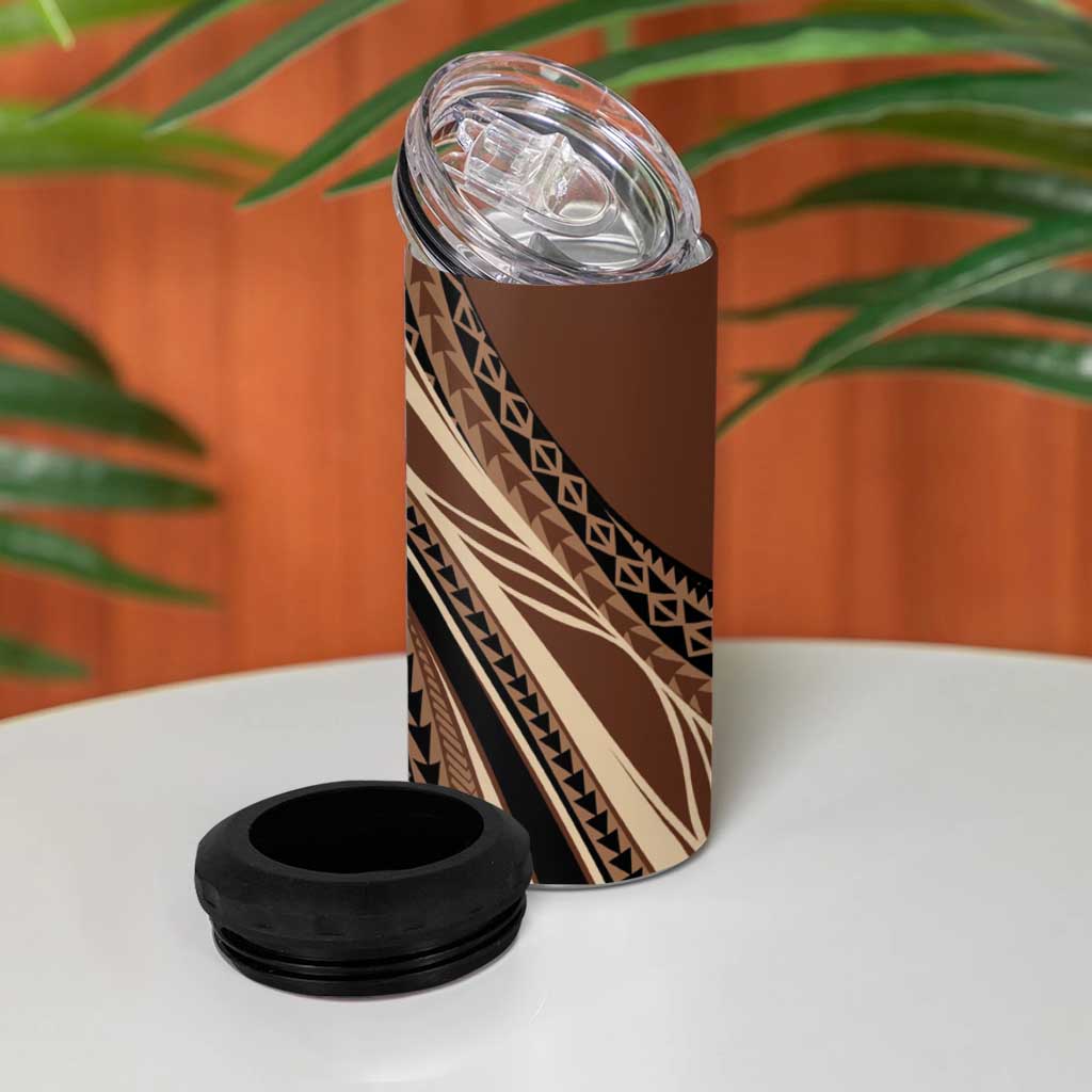 Pasifika Women's Day - Samoa Siapo Malu Tattoo Inspired 4 in 1 Can Cooler Tumbler Brown LT7 - Polynesian Pride