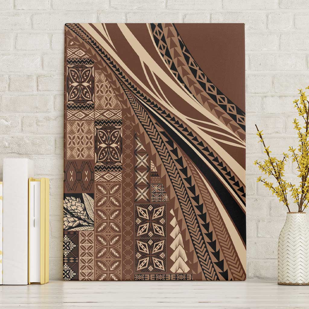 Pasifika Women's Day - Samoa Siapo Malu Tattoo Inspired Canvas Wall Art Brown LT7 Without Frame Brown - Polynesian Pride