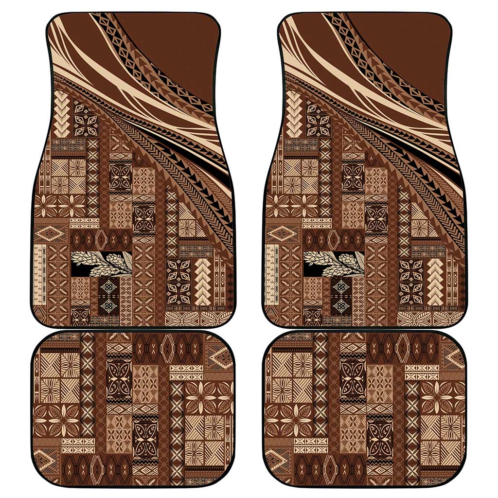 Pasifika Women's Day - Samoa Siapo Malu Tattoo Inspired Car Mats Brown LT7 - Polynesian Pride