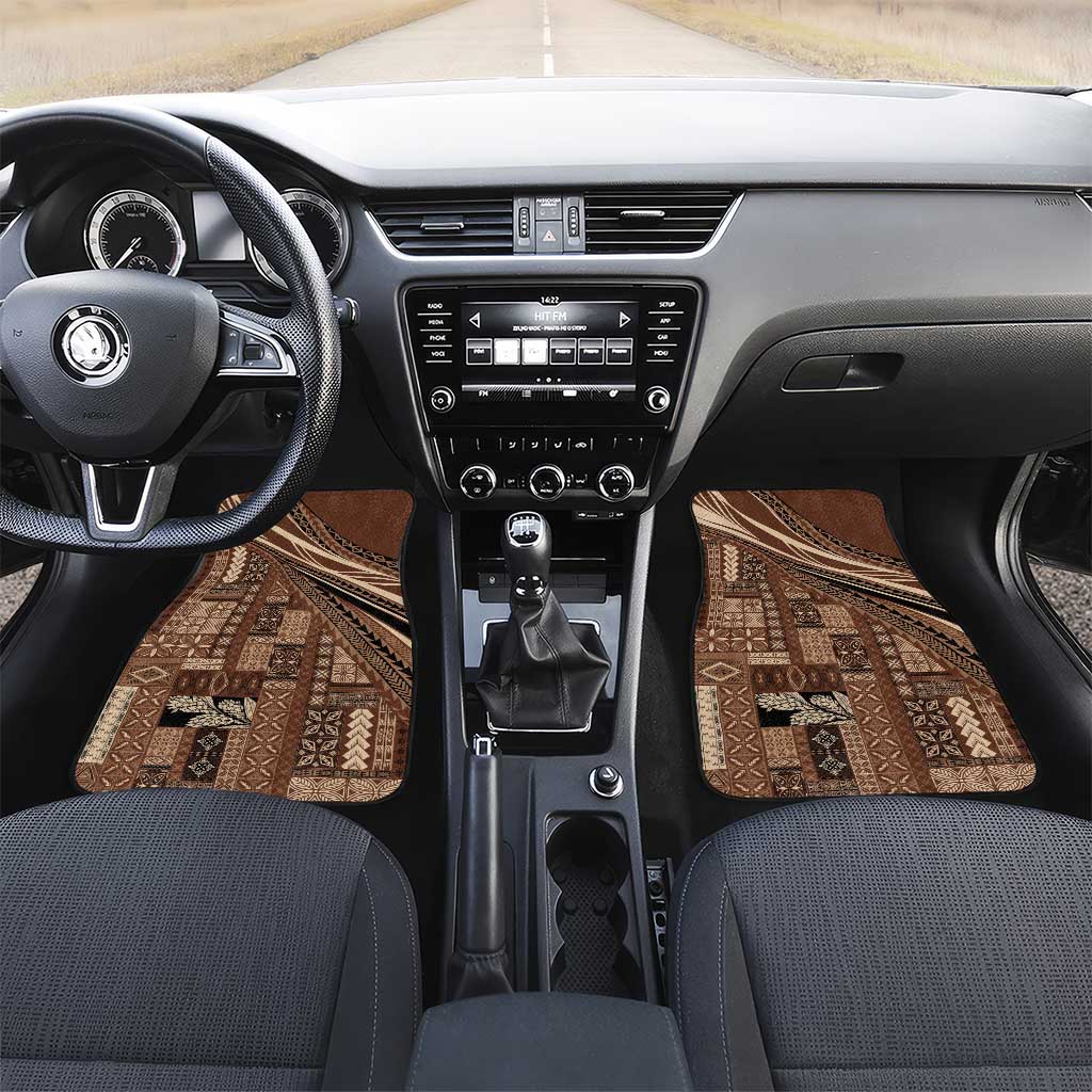 Pasifika Women's Day - Samoa Siapo Malu Tattoo Inspired Car Mats Brown LT7 Set 2pcs - Front Brown - Polynesian Pride