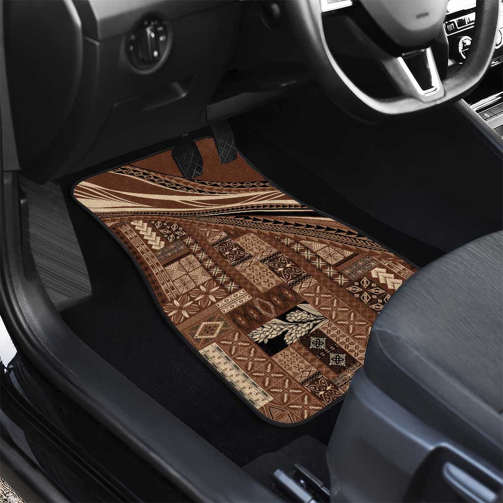 Pasifika Women's Day - Samoa Siapo Malu Tattoo Inspired Car Mats Brown LT7 - Polynesian Pride