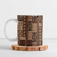 Pasifika Women's Day - Samoa Siapo Malu Tattoo Inspired Ceramic Mug Brown LT7 Brown - Polynesian Pride