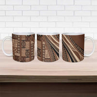 Pasifika Women's Day - Samoa Siapo Malu Tattoo Inspired Ceramic Mug Brown LT7 - Polynesian Pride