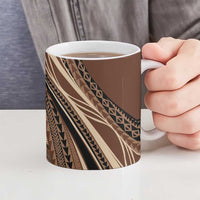 Pasifika Women's Day - Samoa Siapo Malu Tattoo Inspired Ceramic Mug Brown LT7 - Polynesian Pride