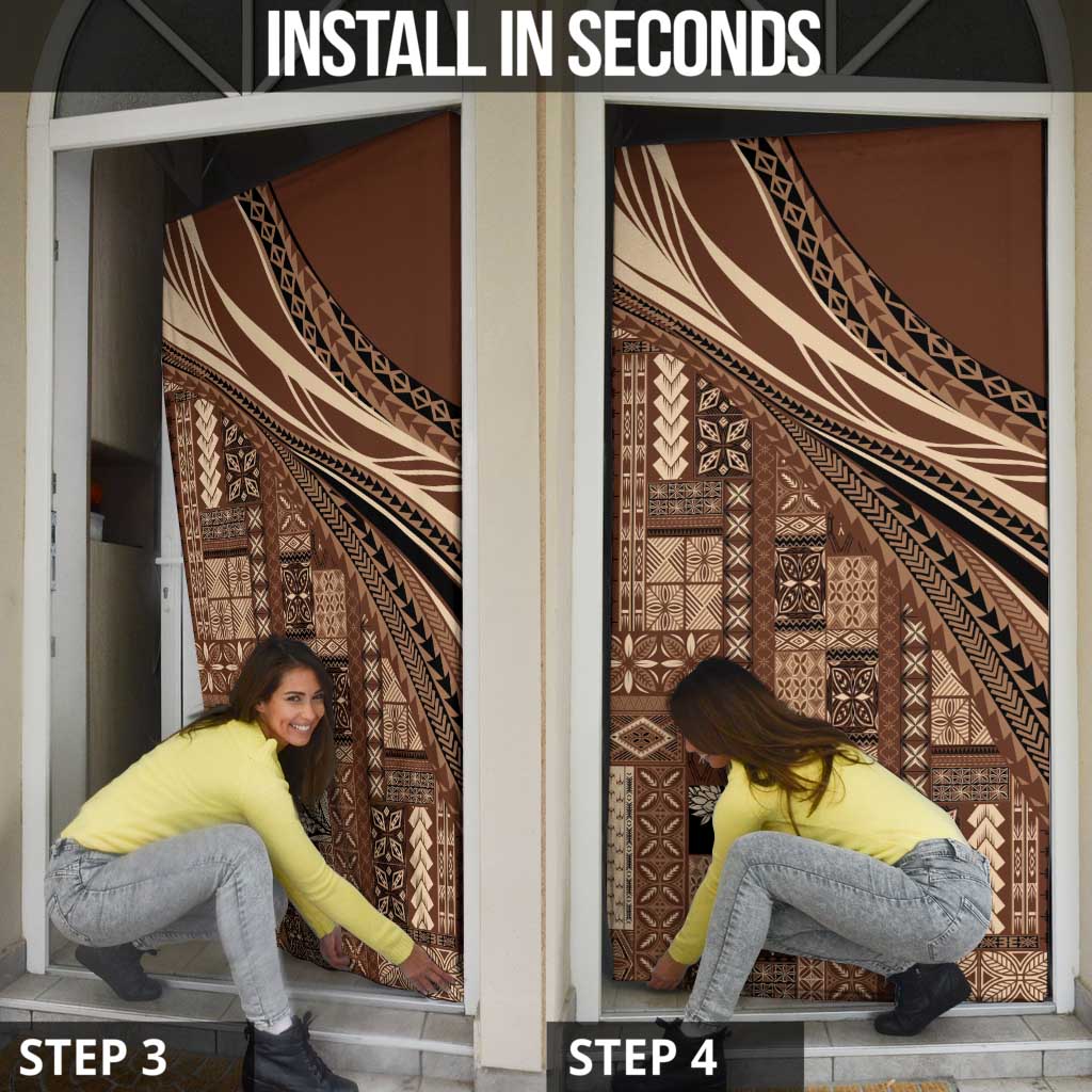 Pasifika Women's Day - Samoa Siapo Malu Tattoo Inspired Door Cover Brown LT7 - Polynesian Pride