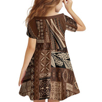 Pasifika Women's Day - Samoa Siapo Malu Tattoo Inspired Family Matching Tank Maxi Dress and Hawaiian Shirt Brown