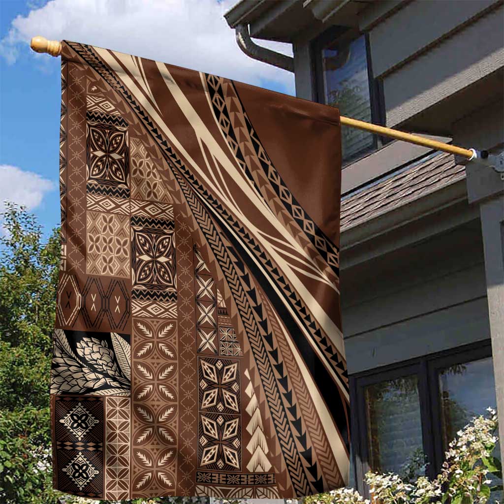 Pasifika Women's Day - Samoa Siapo Malu Tattoo Inspired Garden Flag Brown