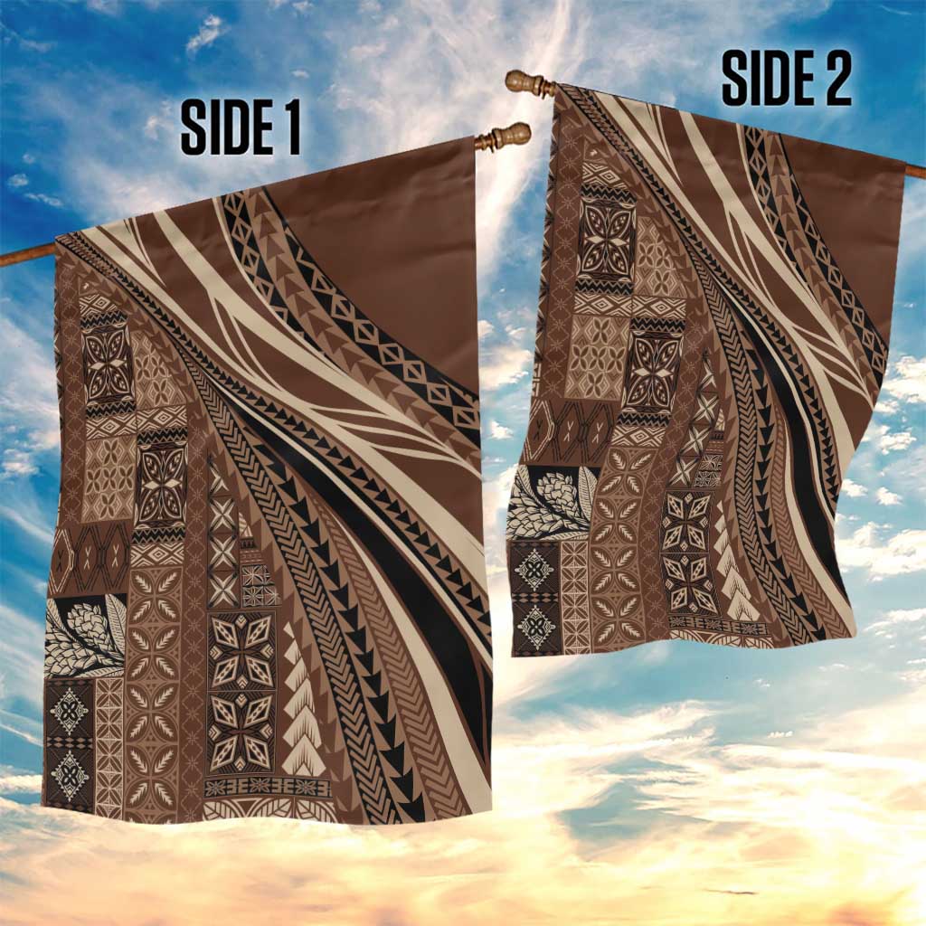 Pasifika Women's Day - Samoa Siapo Malu Tattoo Inspired Garden Flag Brown
