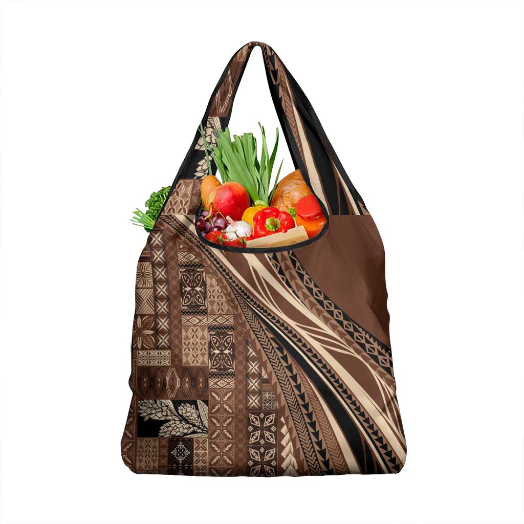 Pasifika Women's Day - Samoa Siapo Malu Tattoo Inspired Grocery Bag Brown LT7 1-pack One Size Brown - Polynesian Pride