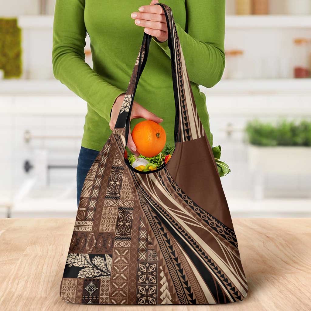 Pasifika Women's Day - Samoa Siapo Malu Tattoo Inspired Grocery Bag Brown LT7 - Polynesian Pride