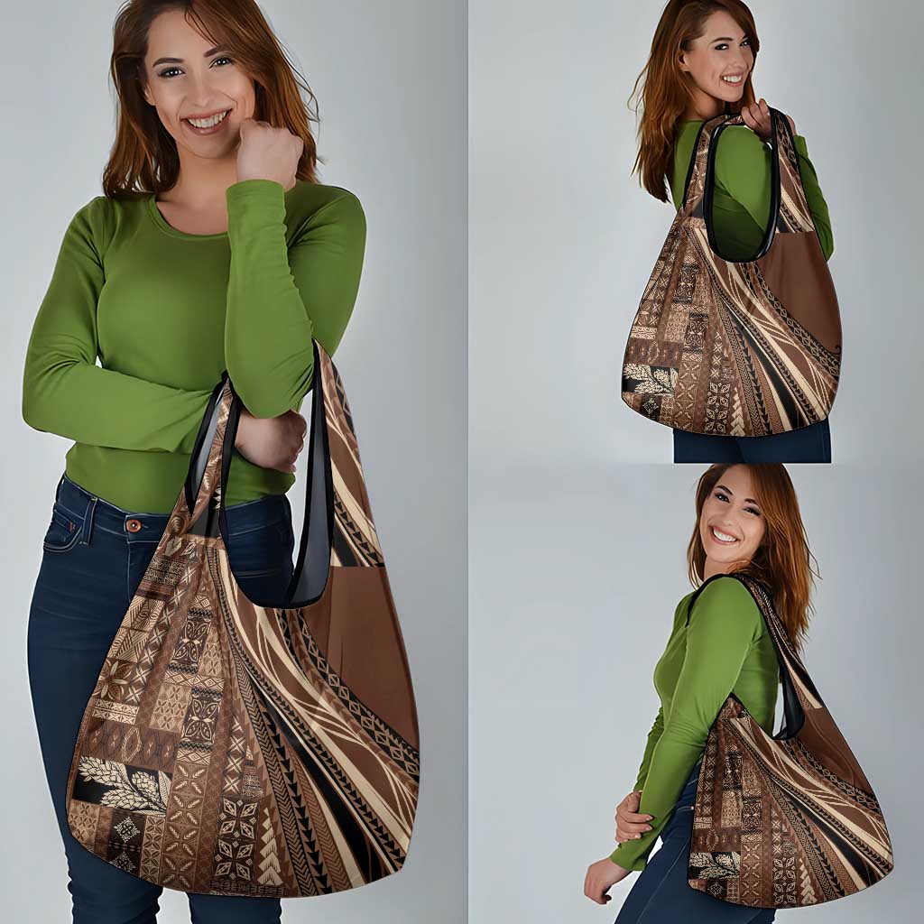 Pasifika Women's Day - Samoa Siapo Malu Tattoo Inspired Grocery Bag Brown LT7 - Polynesian Pride