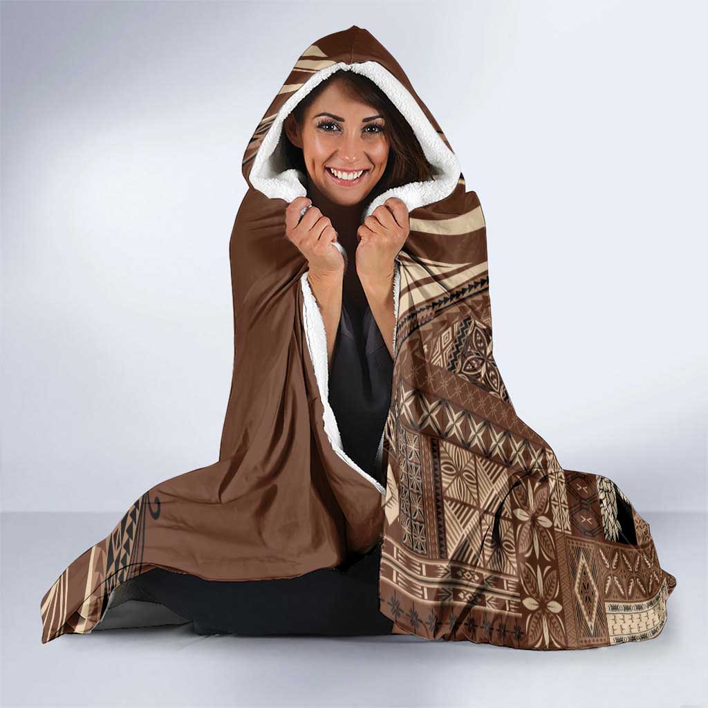Pasifika Women's Day - Samoa Siapo Malu Tattoo Inspired Hooded Blanket Brown LT7 - Polynesian Pride
