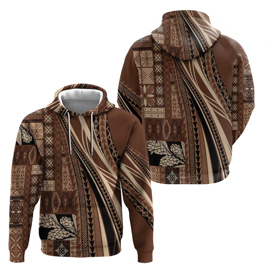 Pasifika Women's Day - Samoa Siapo Malu Tattoo Inspired Hoodie Brown LT7 - Polynesian Pride