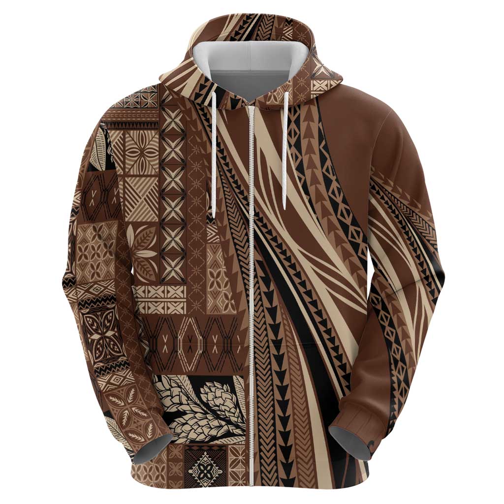Pasifika Women's Day - Samoa Siapo Malu Tattoo Inspired Hoodie Brown LT7 - Polynesian Pride