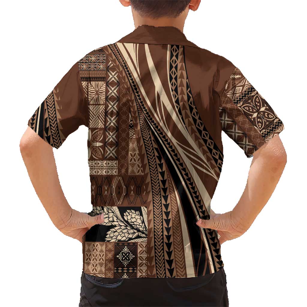 Pasifika Women's Day - Samoa Siapo Malu Tattoo Inspired Kid Hawaiian Shirt Brown LT7 - Polynesian Pride