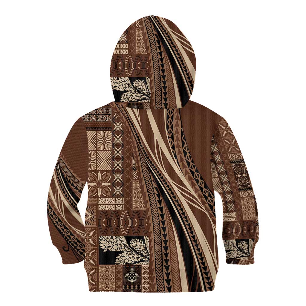 Pasifika Women's Day - Samoa Siapo Malu Tattoo Inspired Kid Hoodie Brown LT7 - Polynesian Pride