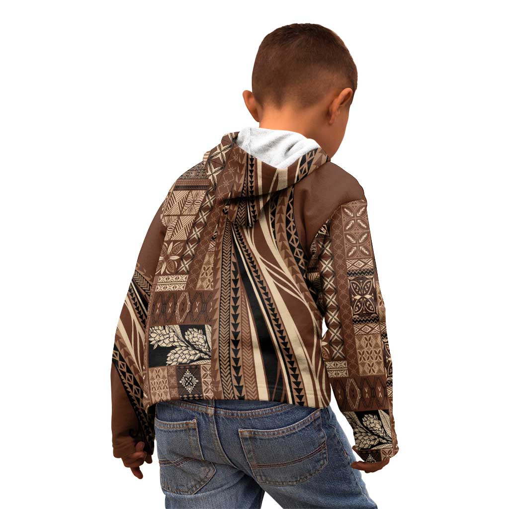 Pasifika Women's Day - Samoa Siapo Malu Tattoo Inspired Kid Hoodie Brown LT7 - Polynesian Pride