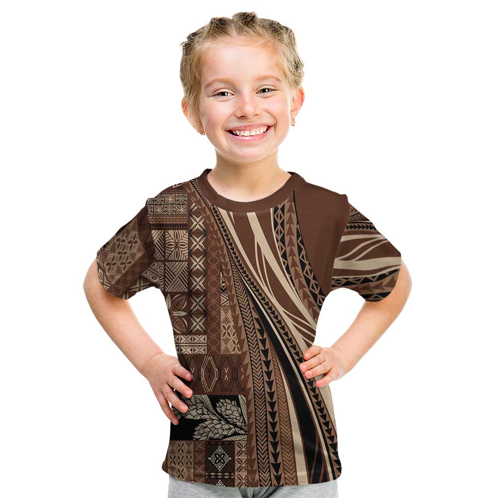 Pasifika Women's Day - Samoa Siapo Malu Tattoo Inspired Kid T Shirt Brown LT7 Brown - Polynesian Pride
