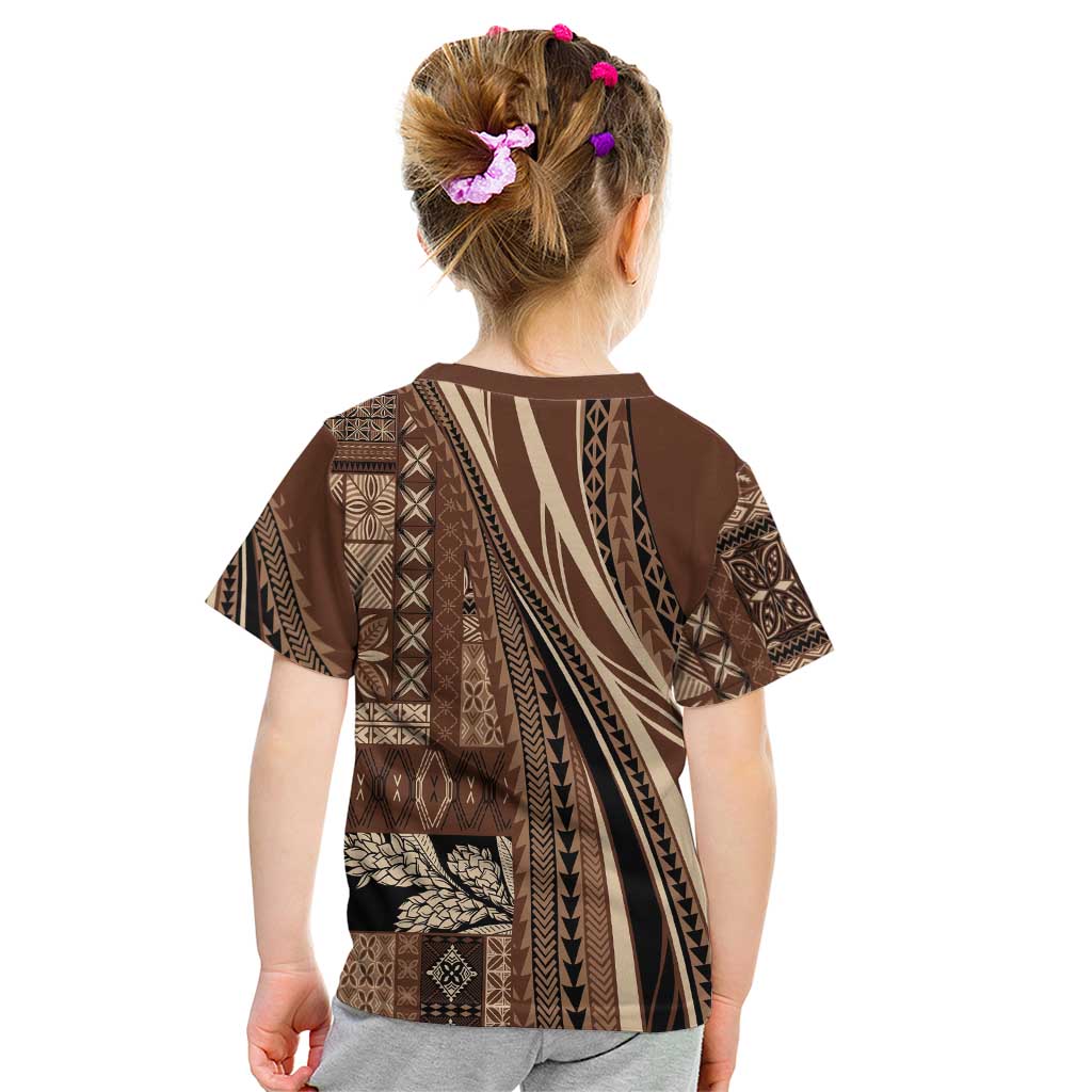Pasifika Women's Day - Samoa Siapo Malu Tattoo Inspired Kid T Shirt Brown LT7 - Polynesian Pride