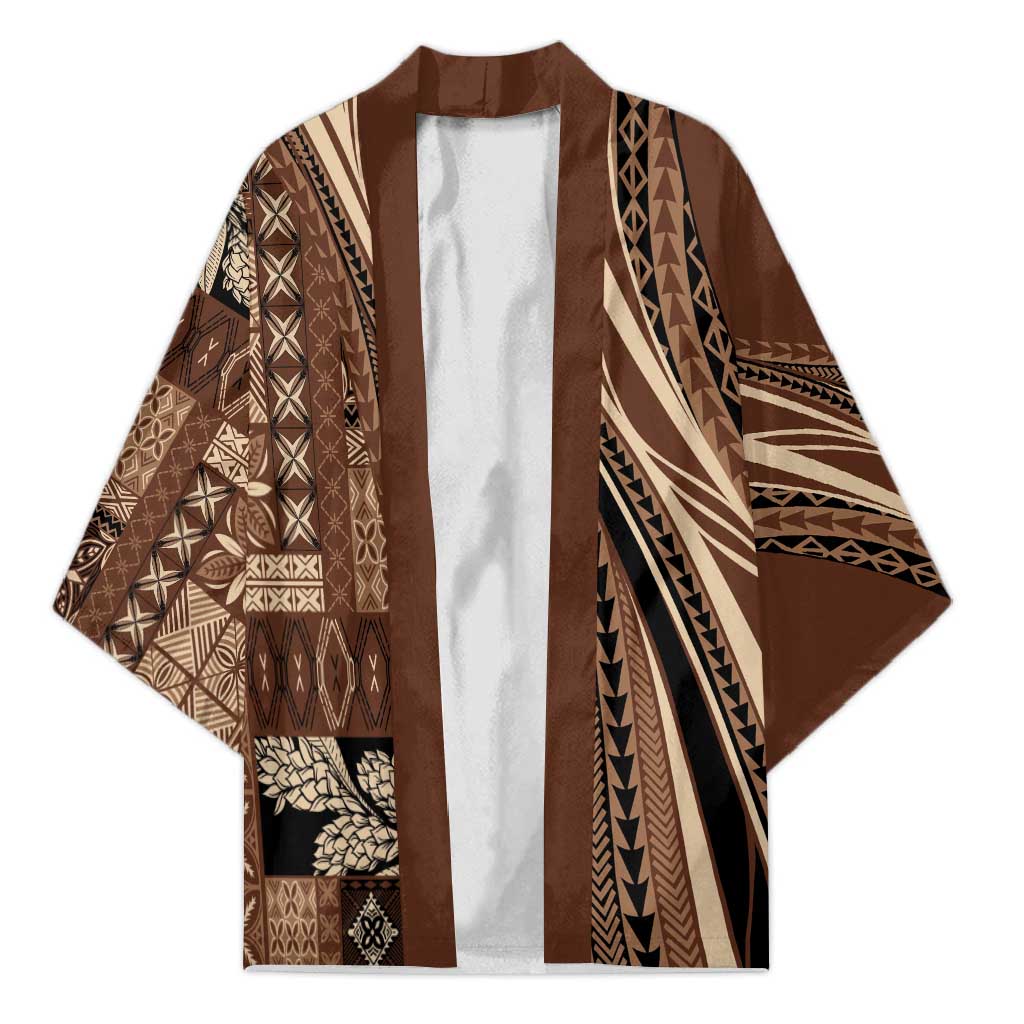 Pasifika Women's Day - Samoa Siapo Malu Tattoo Inspired Kimono Brown LT7 Unisex Brown - Polynesian Pride