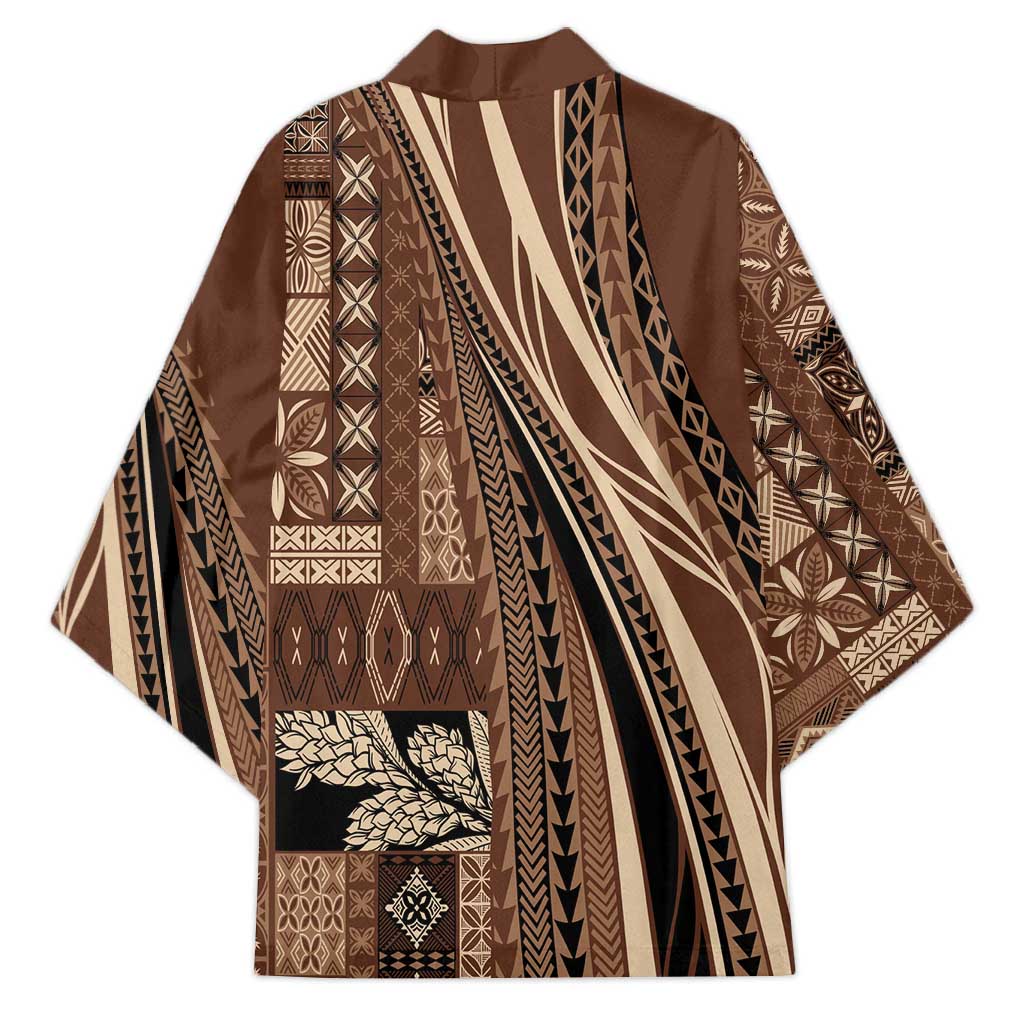 Pasifika Women's Day - Samoa Siapo Malu Tattoo Inspired Kimono Brown LT7 - Polynesian Pride