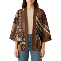 Pasifika Women's Day - Samoa Siapo Malu Tattoo Inspired Kimono Brown LT7 - Polynesian Pride