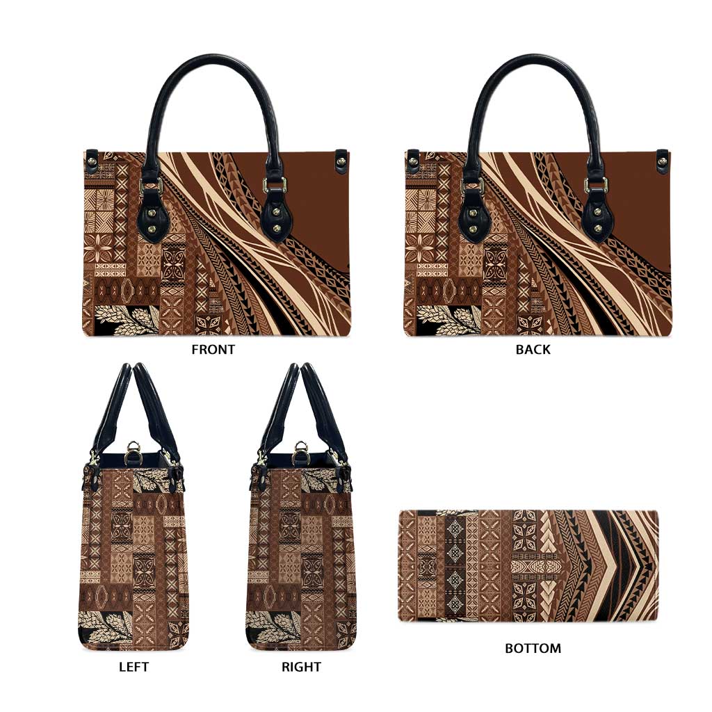 Pasifika Women's Day - Samoa Siapo Malu Tattoo Inspired Leather Bag Brown LT7 - Polynesian Pride