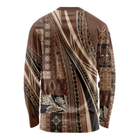 Pasifika Women's Day - Samoa Siapo Malu Tattoo Inspired Long Sleeve Shirt Brown LT7 - Polynesian Pride