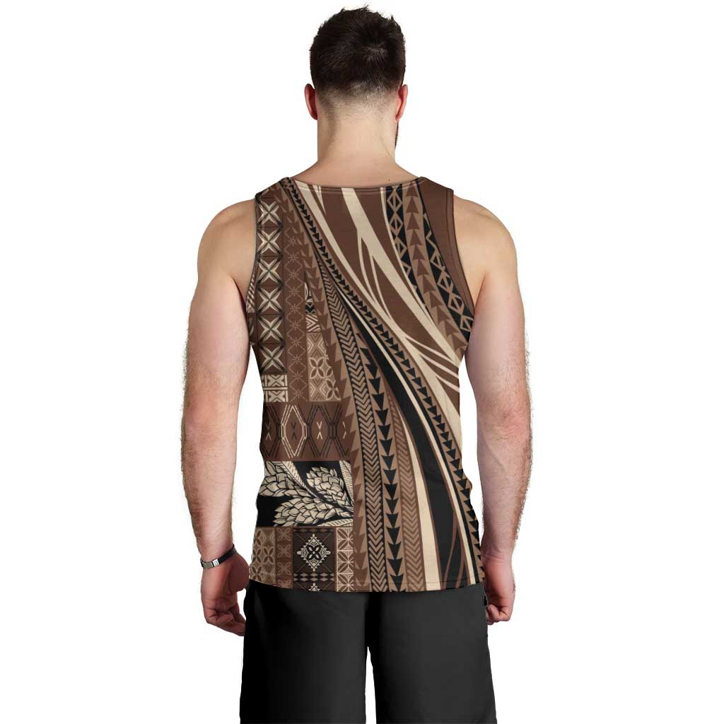 Pasifika Women's Day - Samoa Siapo Malu Tattoo Inspired Men Tank Top Brown LT7 - Polynesian Pride