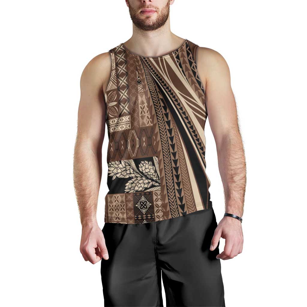 Pasifika Women's Day - Samoa Siapo Malu Tattoo Inspired Men Tank Top Brown LT7 - Polynesian Pride