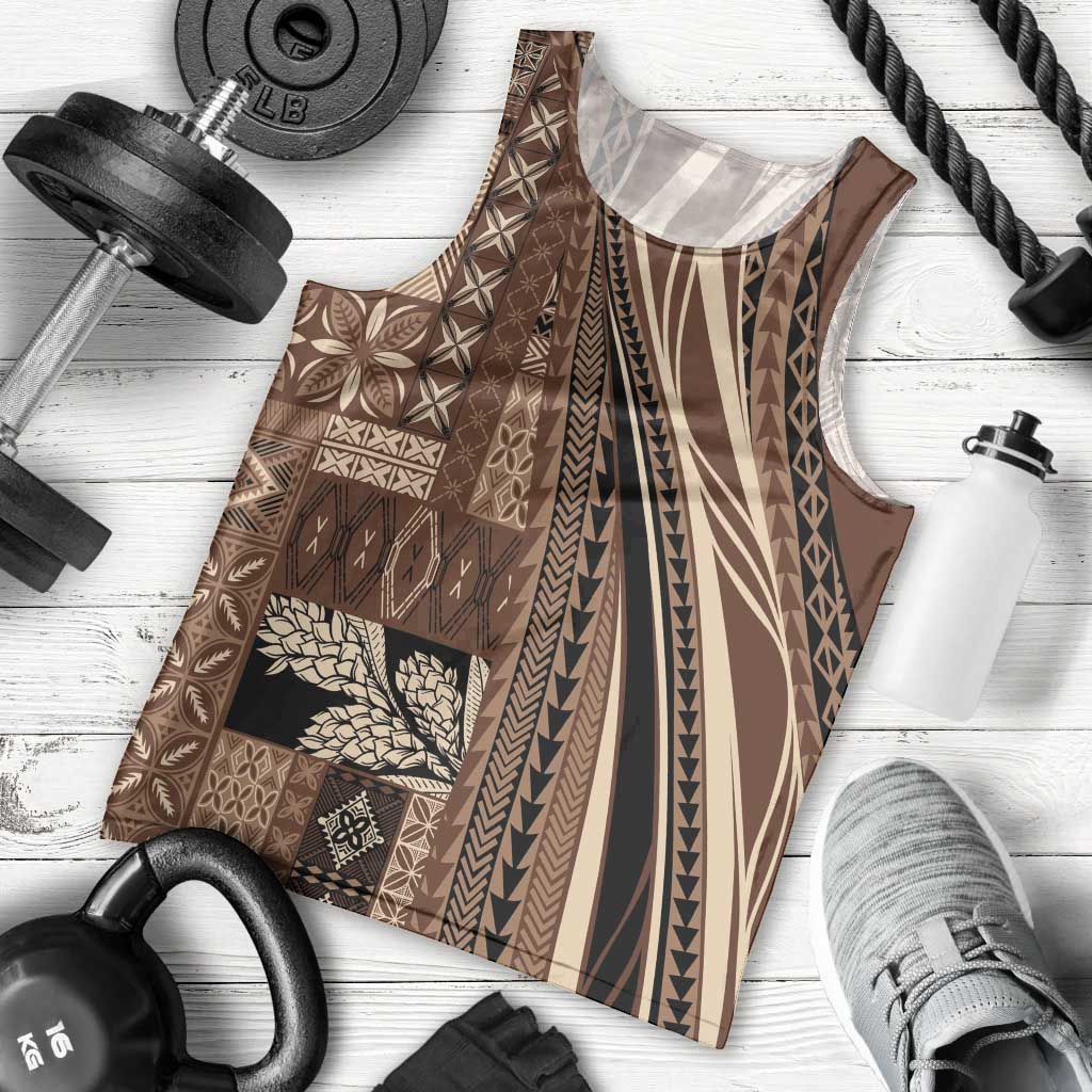 Pasifika Women's Day - Samoa Siapo Malu Tattoo Inspired Men Tank Top Brown LT7 - Polynesian Pride