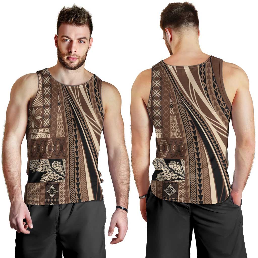 Pasifika Women's Day - Samoa Siapo Malu Tattoo Inspired Men Tank Top Brown LT7 - Polynesian Pride