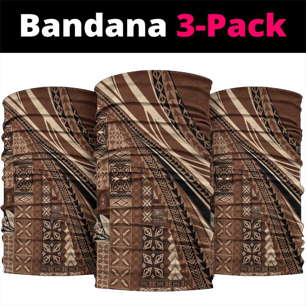 Pasifika Women's Day - Samoa Siapo Malu Tattoo Inspired Neck Gaiter Brown LT7 package One Size: 25*50cm Brown - Polynesian Pride
