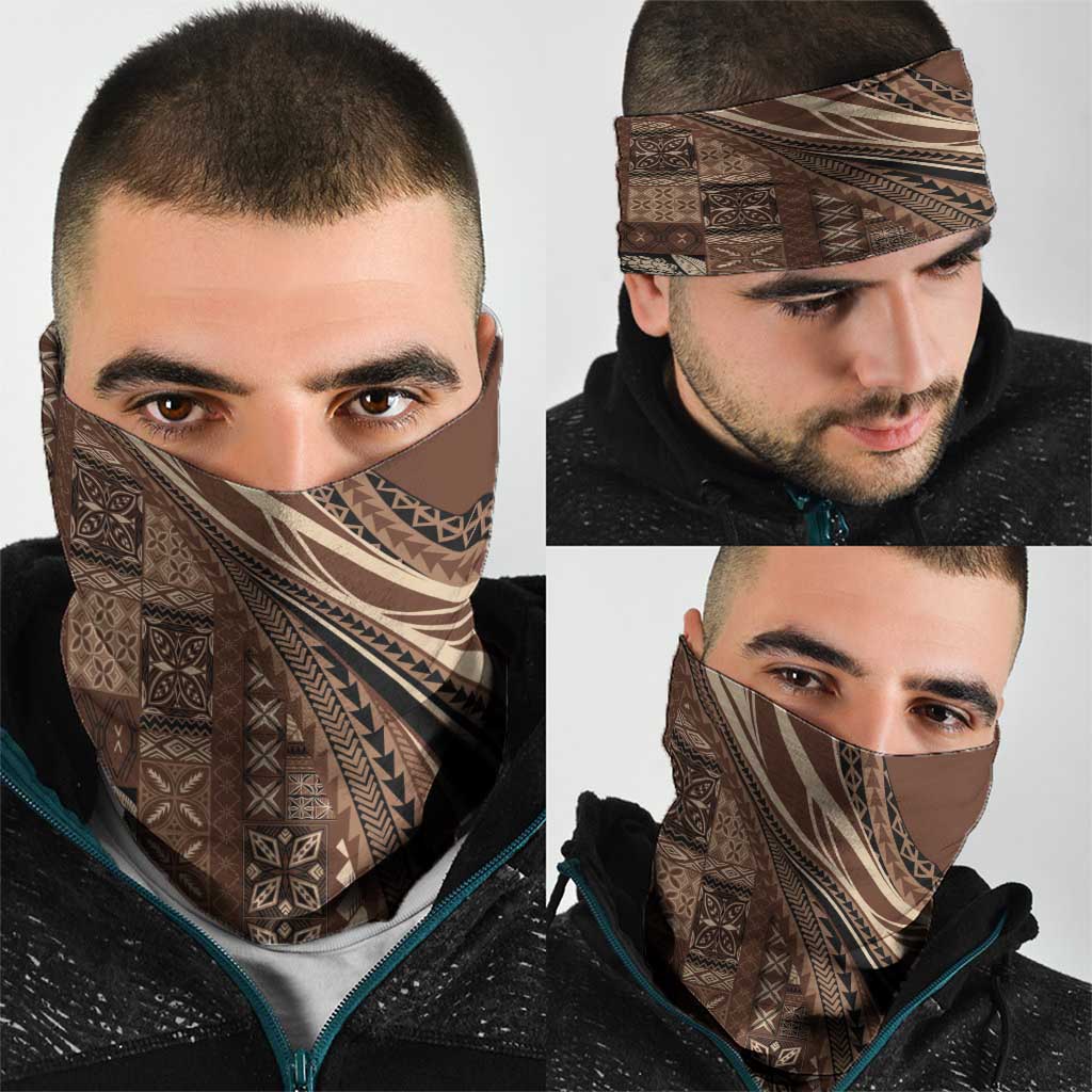 Pasifika Women's Day - Samoa Siapo Malu Tattoo Inspired Neck Gaiter Brown LT7 - Polynesian Pride