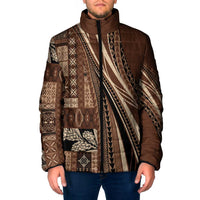 Pasifika Women's Day - Samoa Siapo Malu Tattoo Inspired Padded Jacket Brown LT7 Men Brown - Polynesian Pride