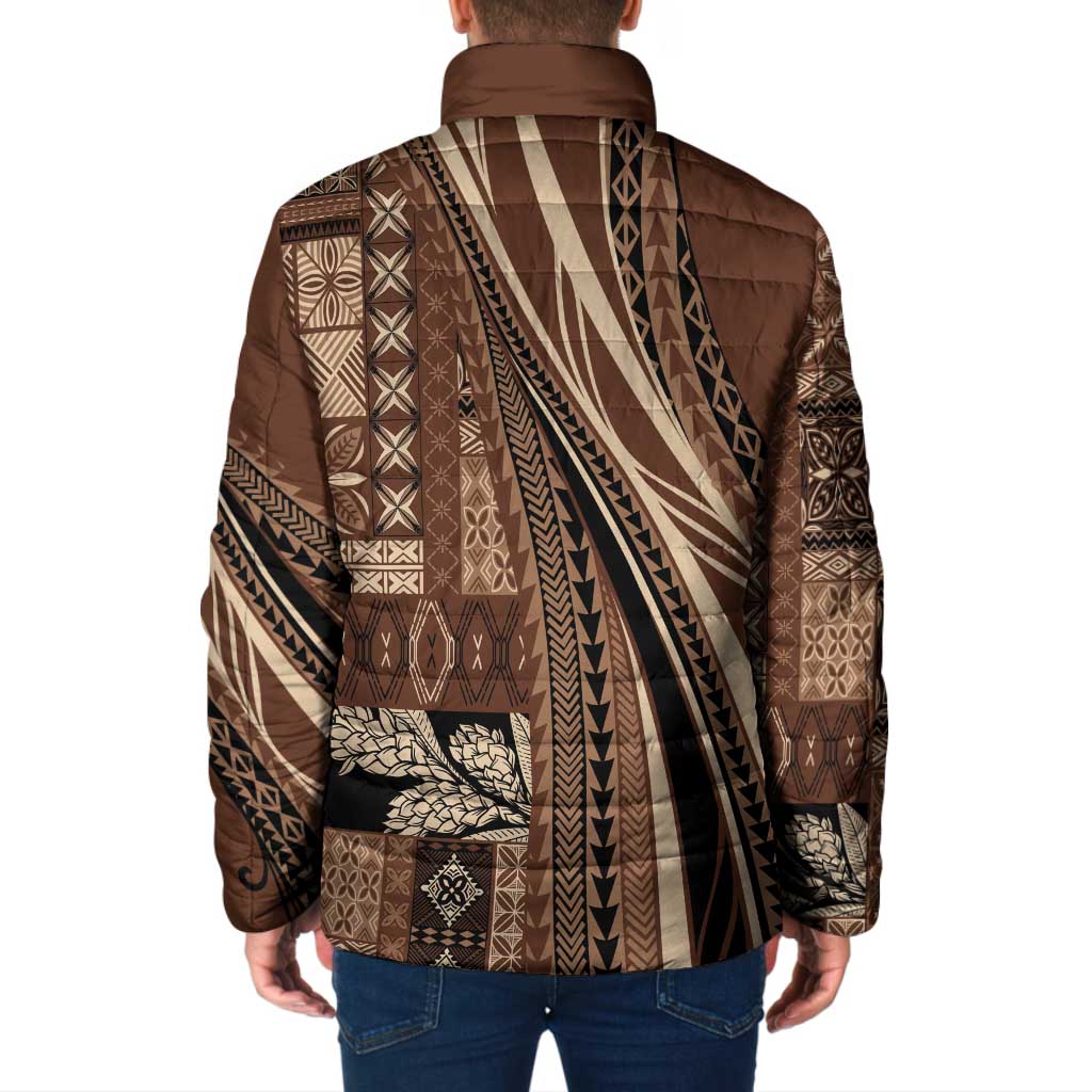 Pasifika Women's Day - Samoa Siapo Malu Tattoo Inspired Padded Jacket Brown LT7 - Polynesian Pride