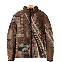 Pasifika Women's Day - Samoa Siapo Malu Tattoo Inspired Padded Jacket Brown LT7 - Polynesian Pride